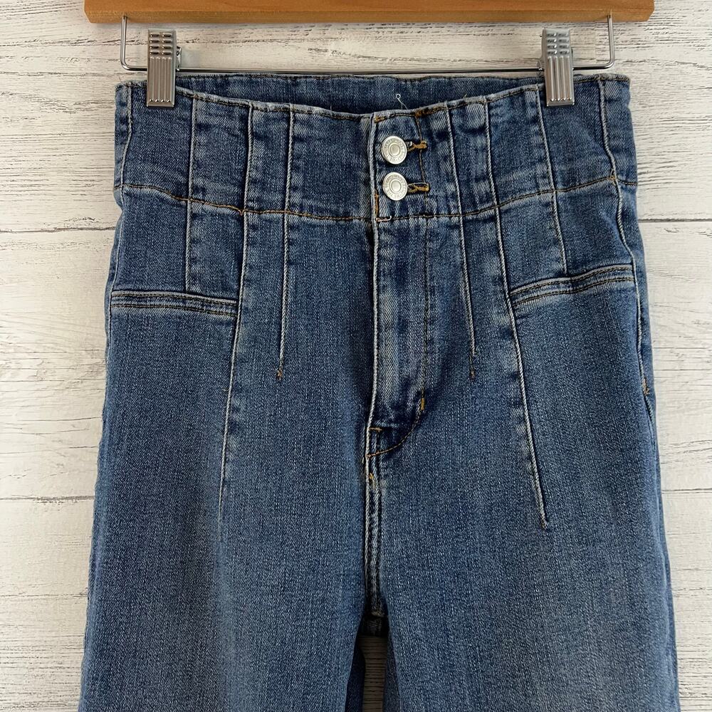 We the Free Dark Wash Pleated Flare Jeans Size 27 - Picture 4 of 10